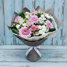 Букет цветов из:  Герберы, Альстромерии и Хризантемы в Урожайном