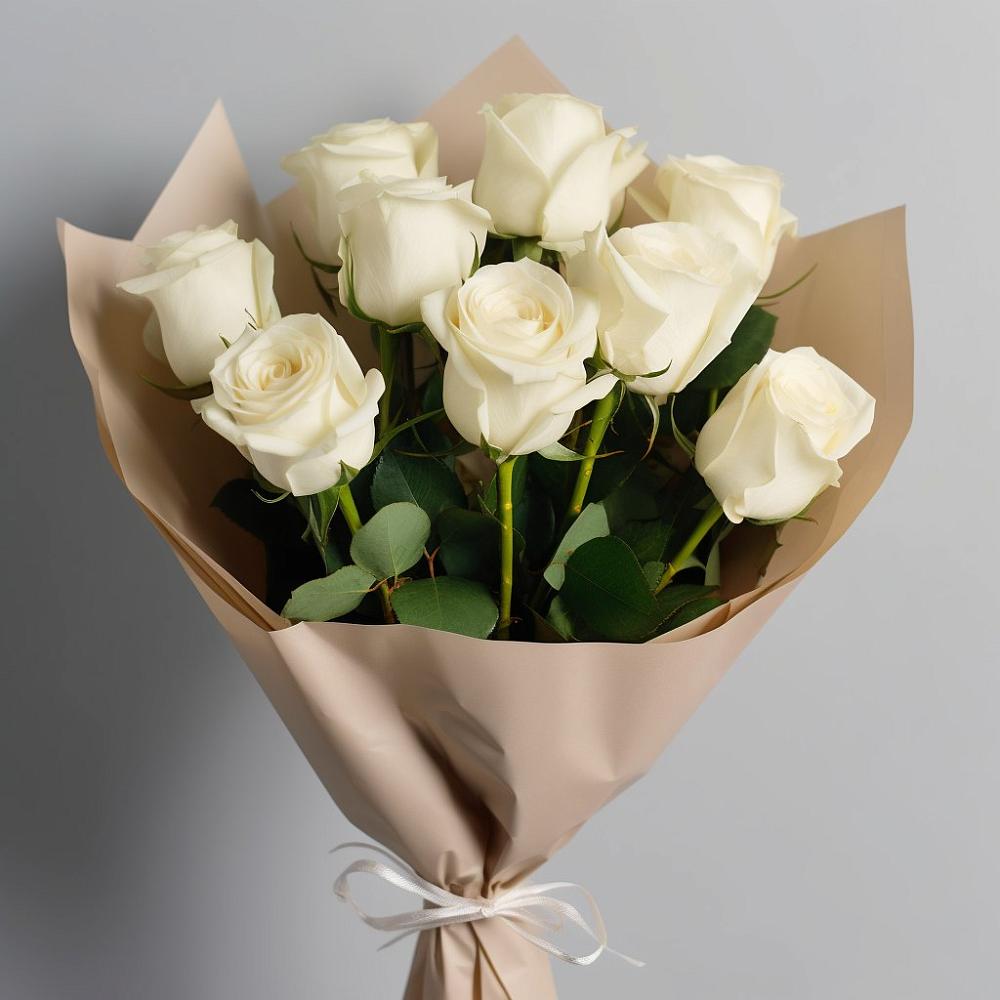 Букет 9 Белых роз Эдлесс Лав в Урожайном