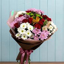 Букет цветов из:  Розы, Хризантемы и Альстромерии в Урожайном