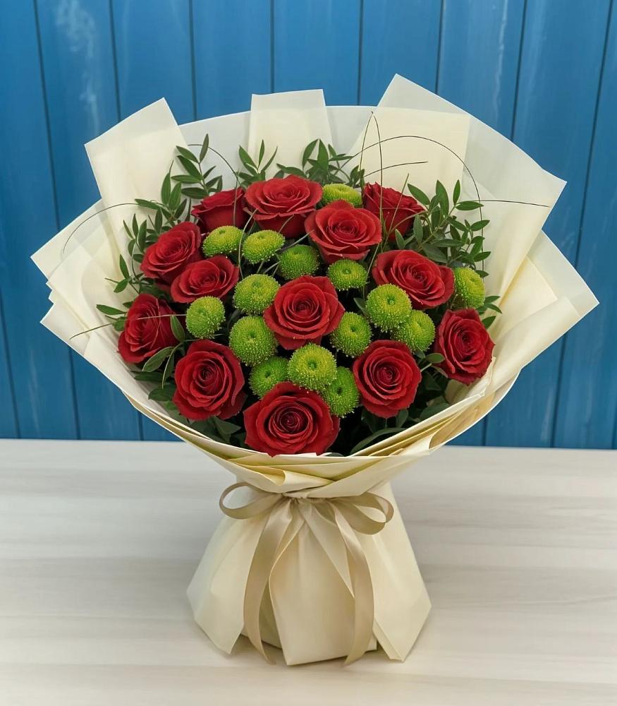 Букет цветов из: Розы и Хризантемы в Урожайном