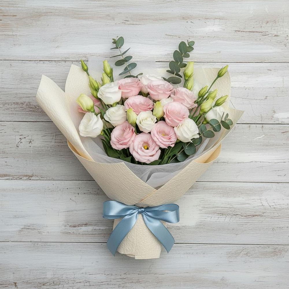 Букет цветов из: Лизиантусы в Урожайном